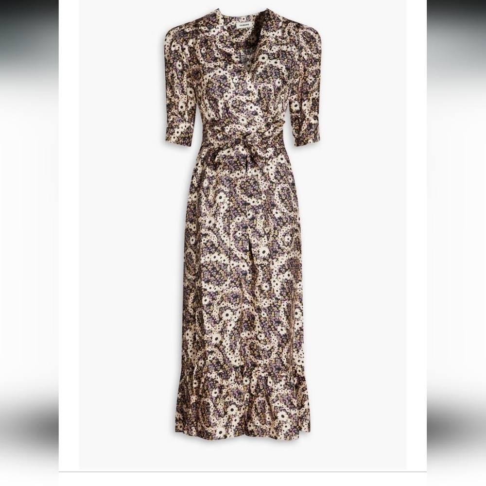 Sandro Floral Midi Wrap Dress - Picture 3 of 12